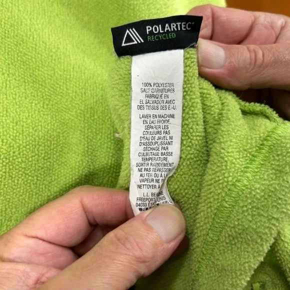 L.L. Bean Women's Lime Green Fleece Full Zip Jacket Size XL - Picture 8 of 9